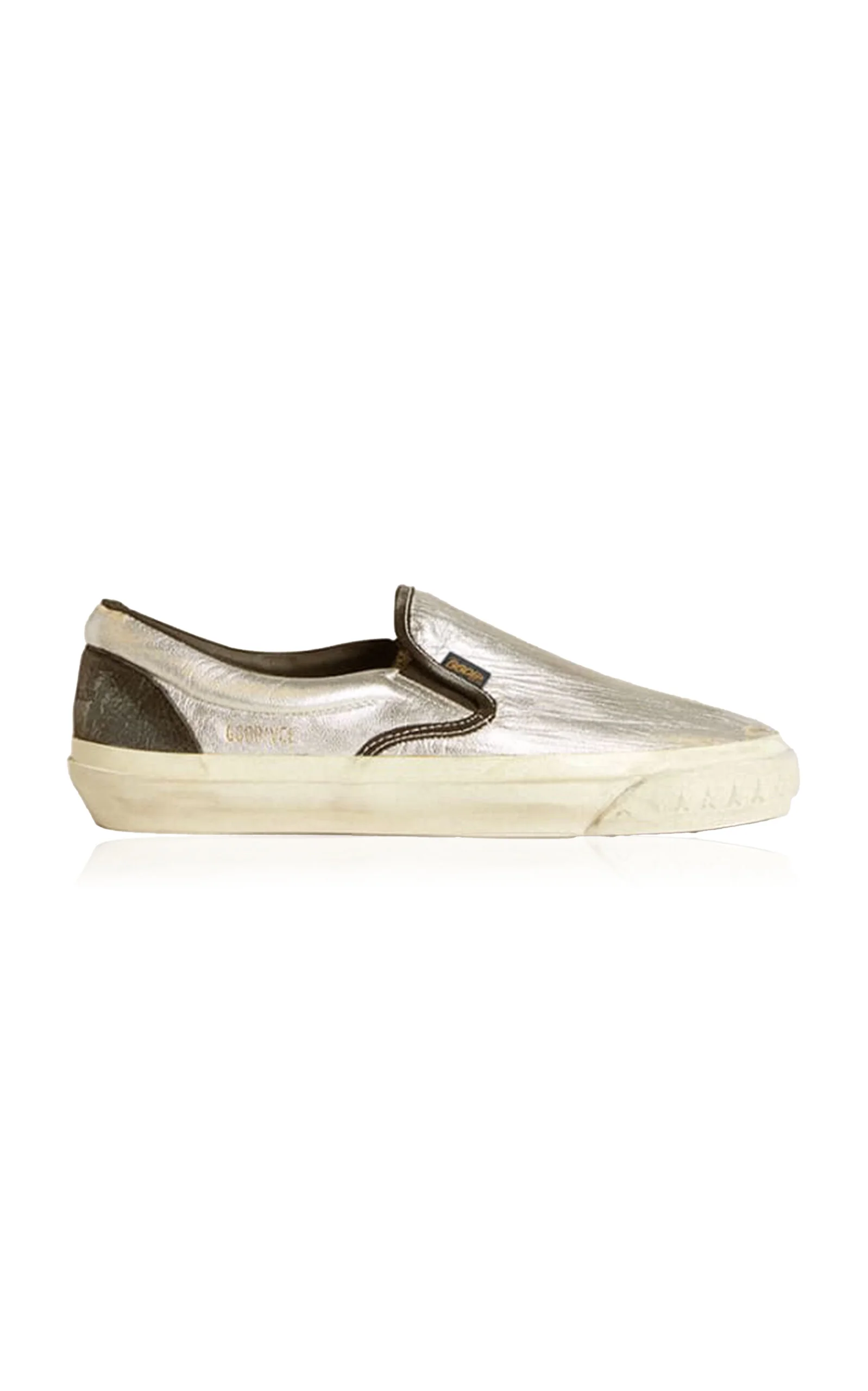 Laminated Leather Slip-On Sneakers silver - 1