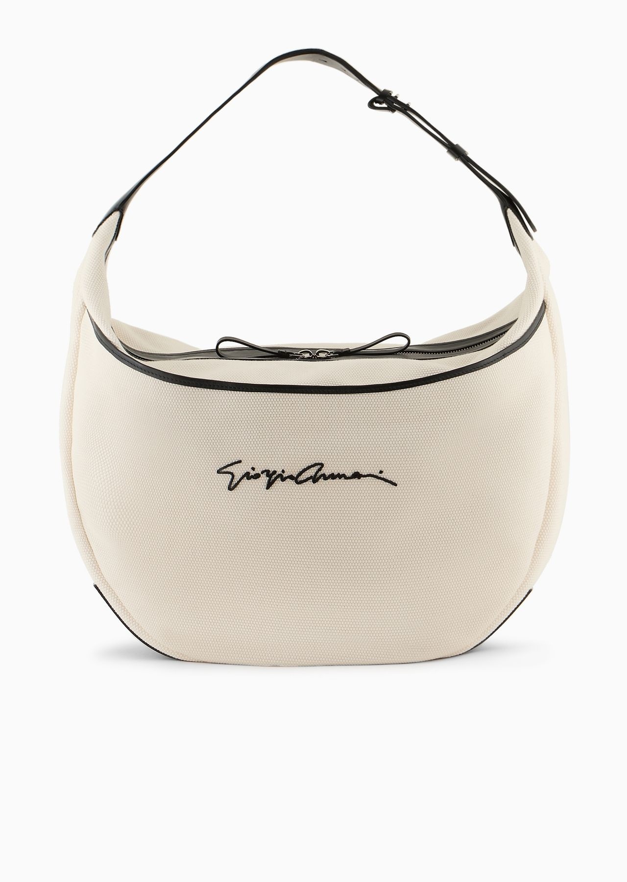 Canvas oversized crescent-shaped shoulder bag - 1