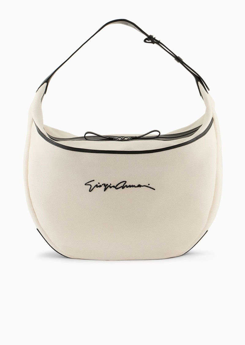 Canvas oversized crescent-shaped shoulder bag 1