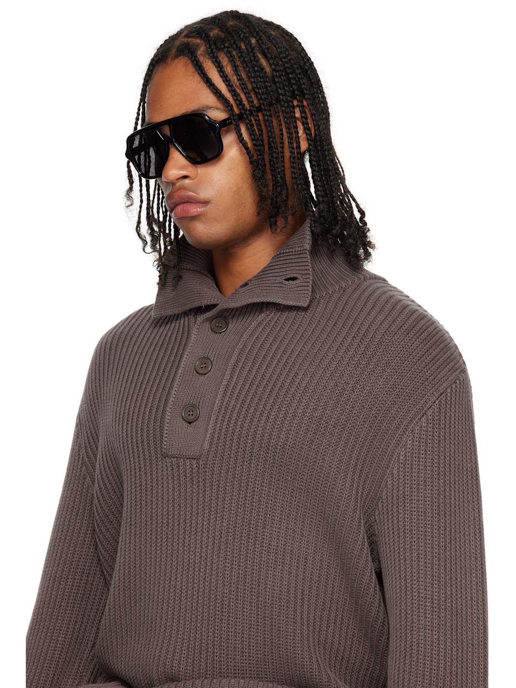 Black Aviator Slim Sunglasses - 4