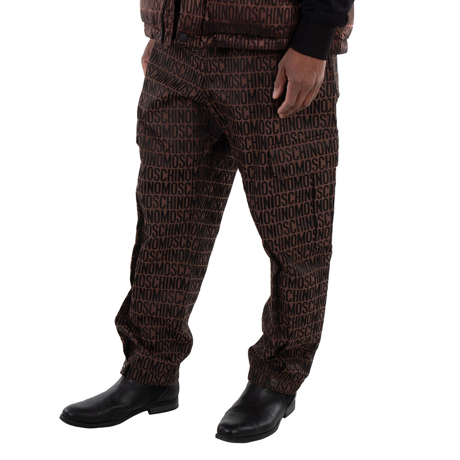 Moschino Men's Brown/Black Allover Monogrammed Cargo Trousers - 2