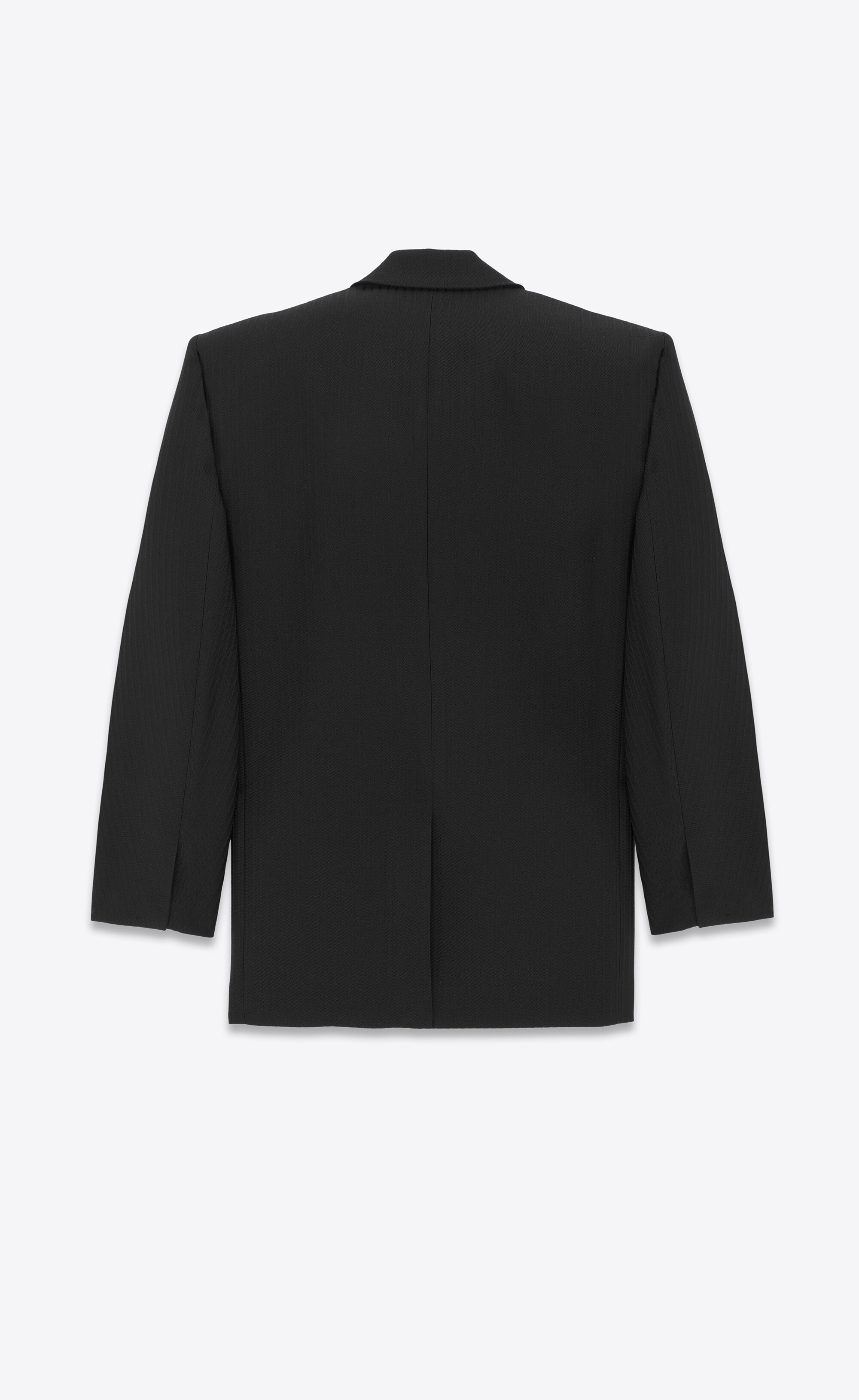 oversized tuxedo jacket in raised-stripe wool - 4