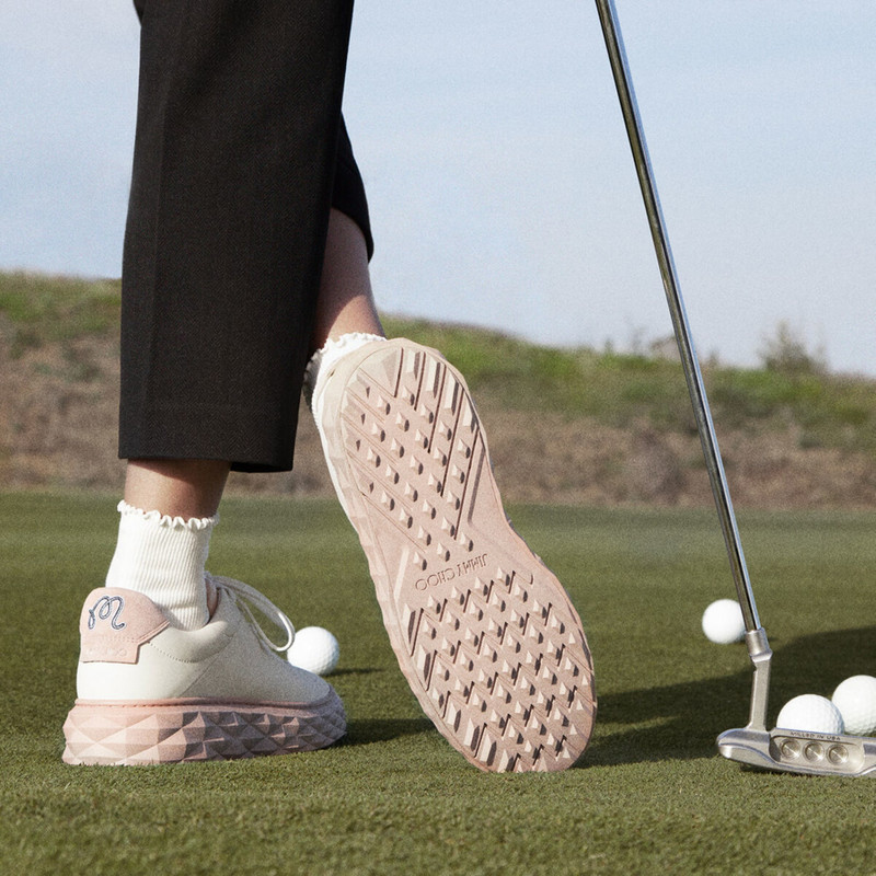 Jimmy Choo / Malbon Diamond Golf/F
Latte and Macaron Leather Trainers 8