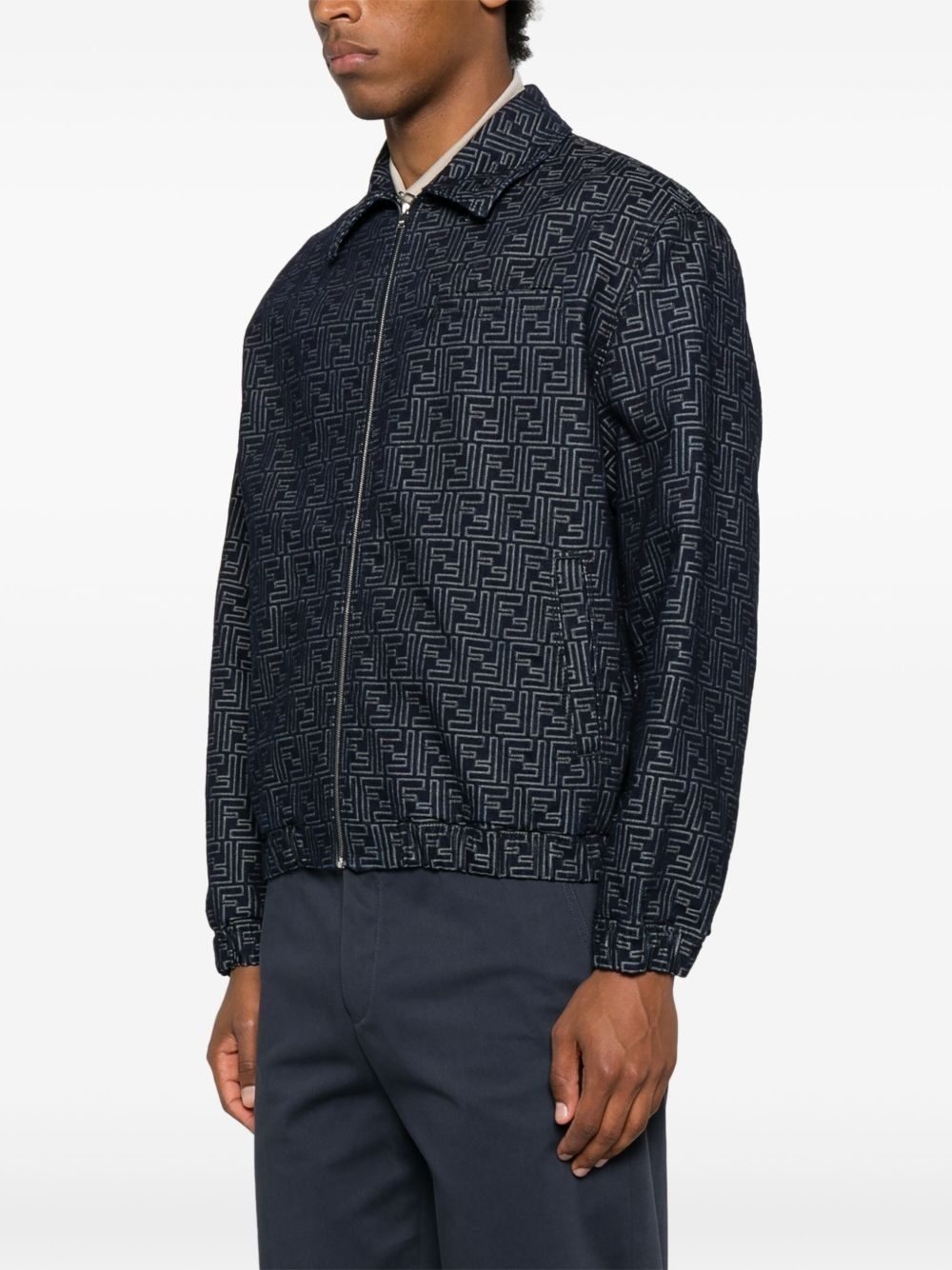 FF-jacquard denim bomber jacket - 3