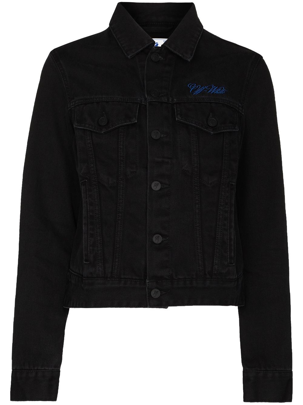 embroidered logo denim jacket - 1