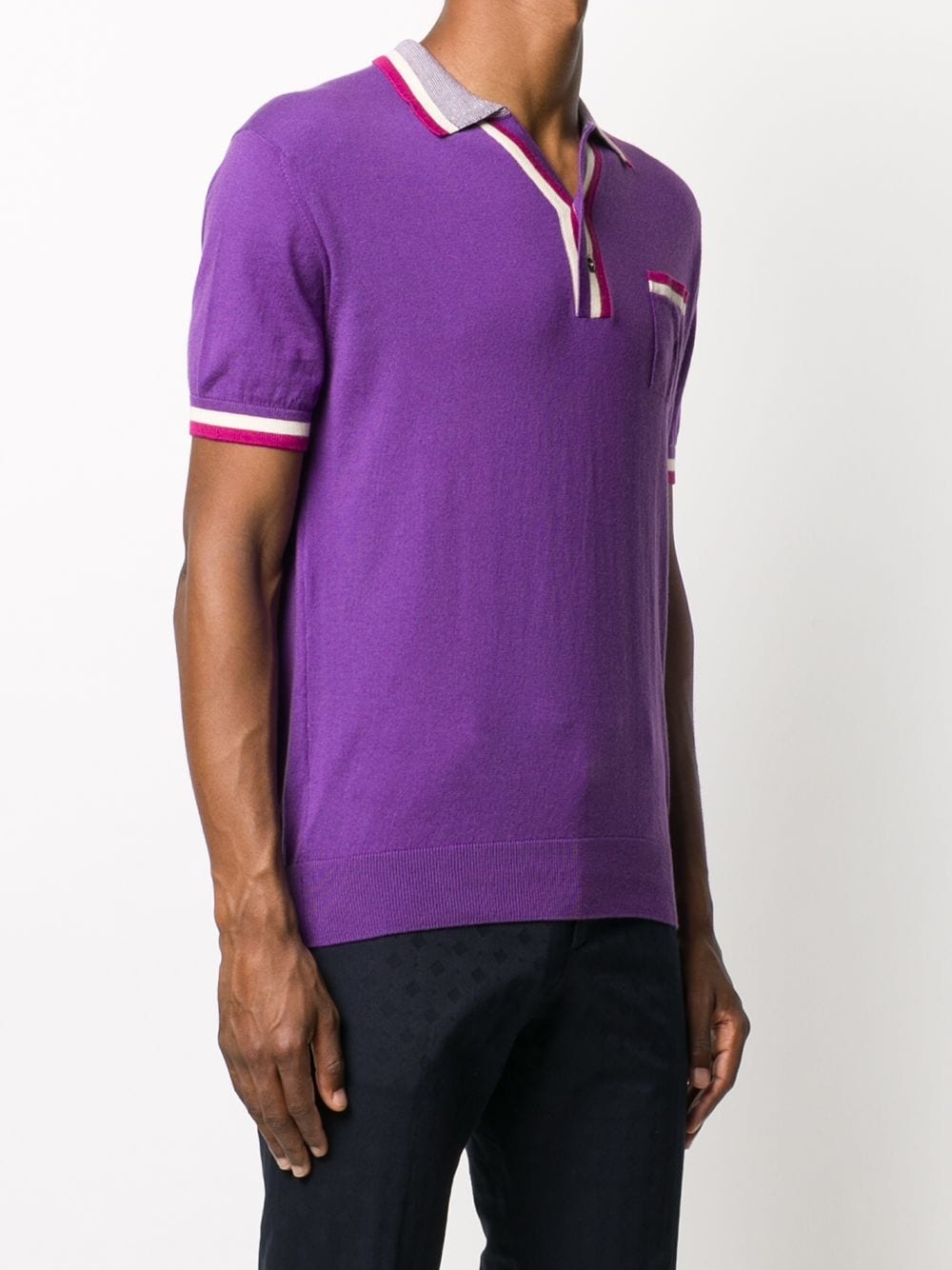 striped trim polo shirt - 3