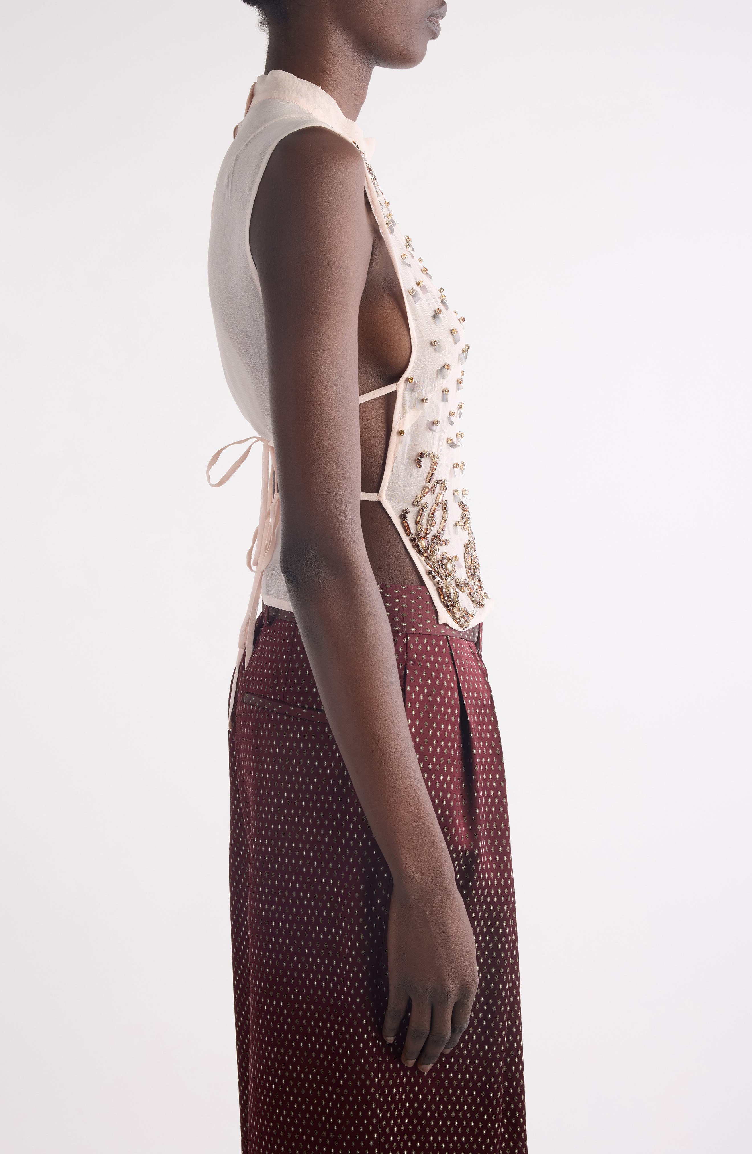 Dries Van Noten Carmasa Crystal Embellished Sleeveless Top in Blush at Nordstrom - 4