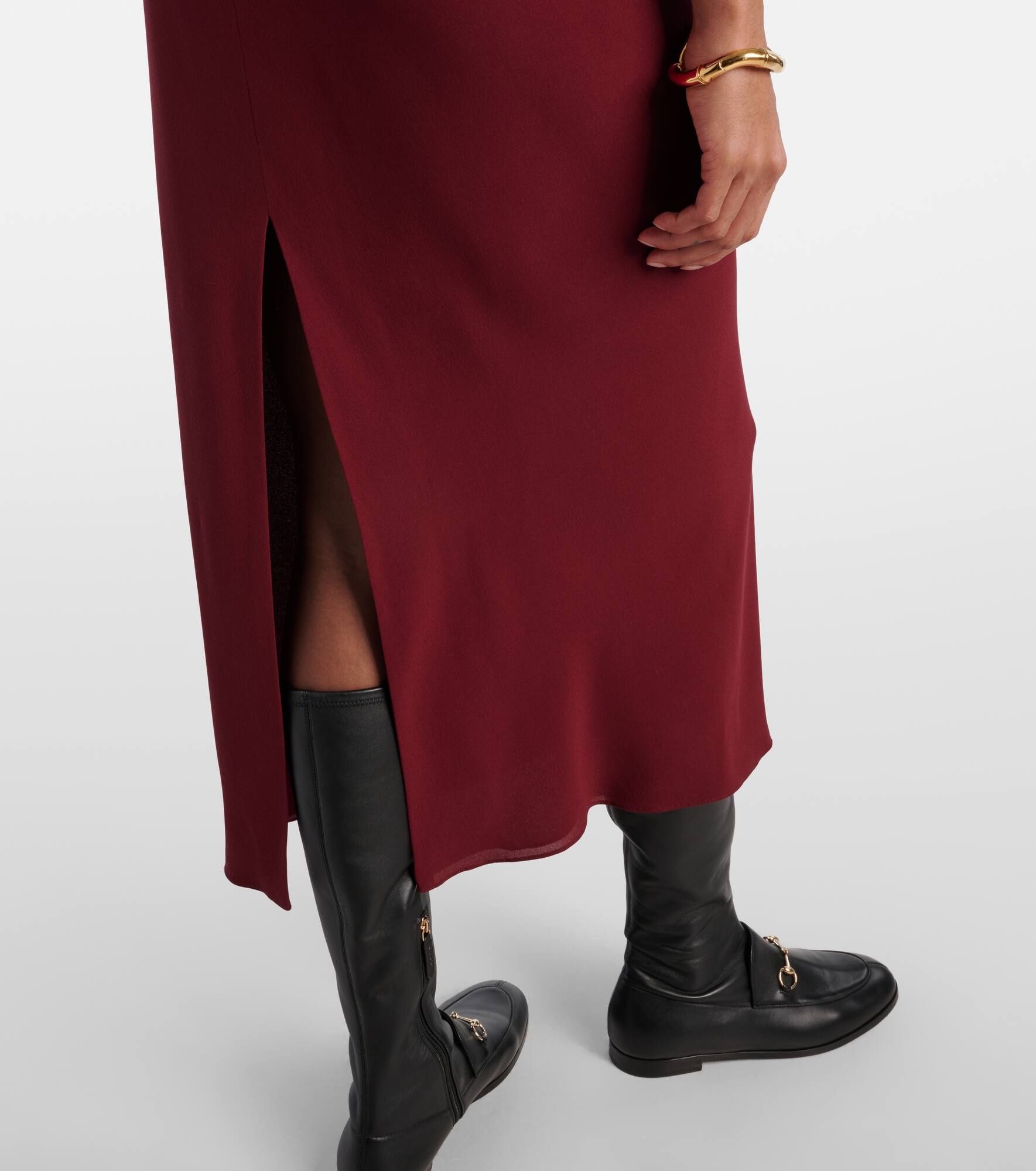 Draped silk crêpe sablé midi dress - 5