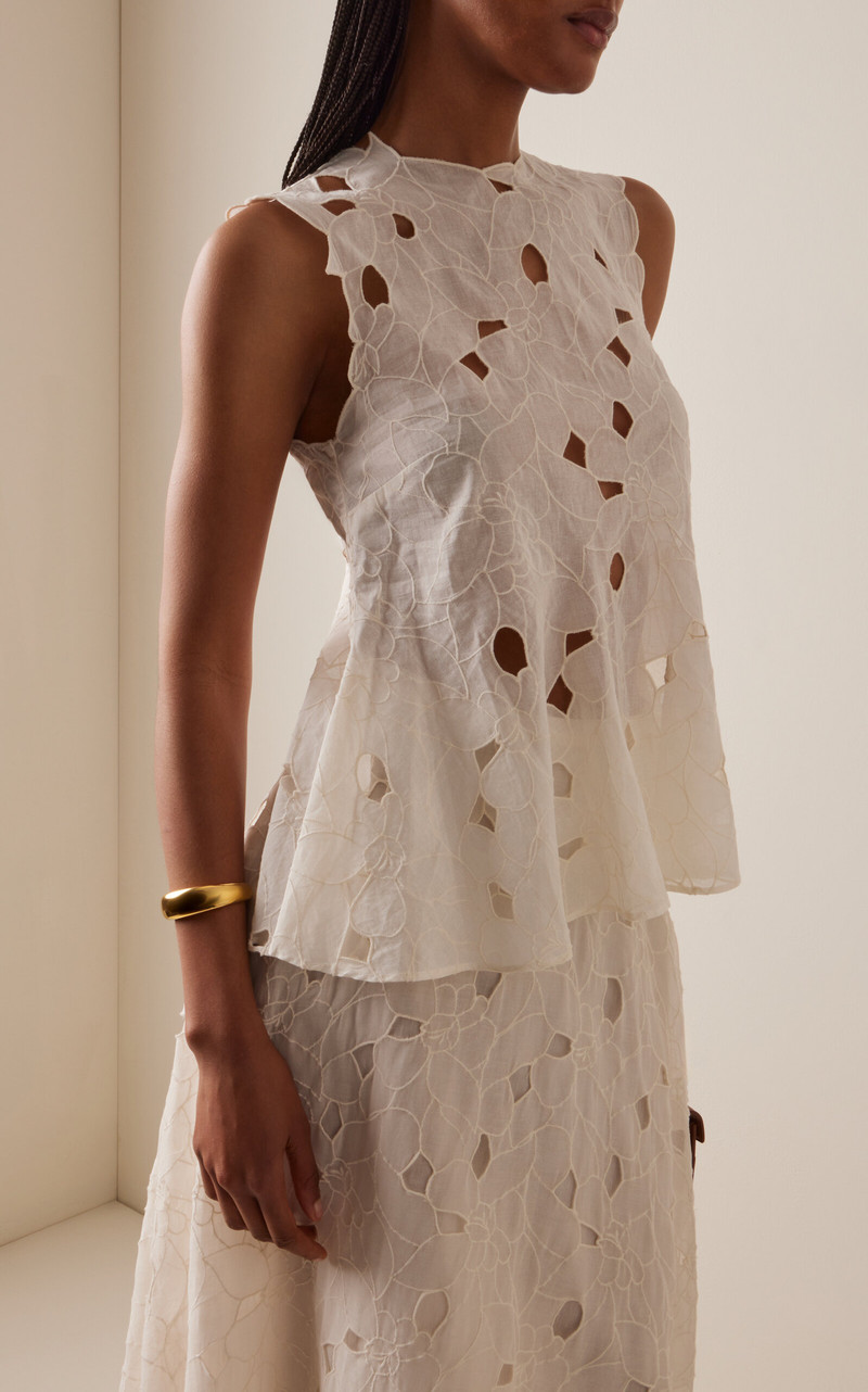 ULLA JOHNSON Ali Peplum Cotton Top white outlook