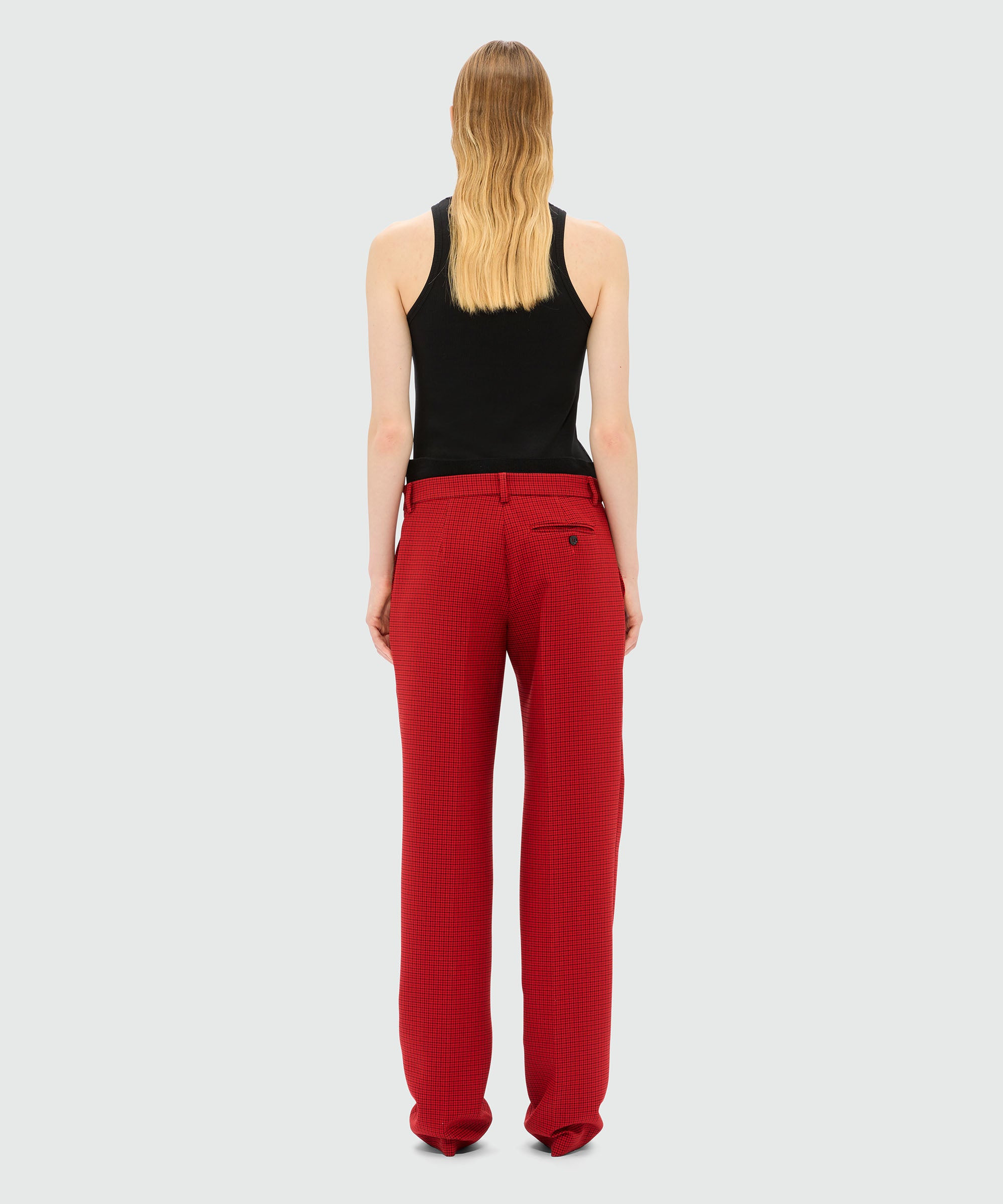 Red trousers with check pattern - 3