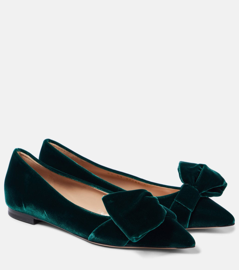 Bow-detail velvet ballet flats - 1