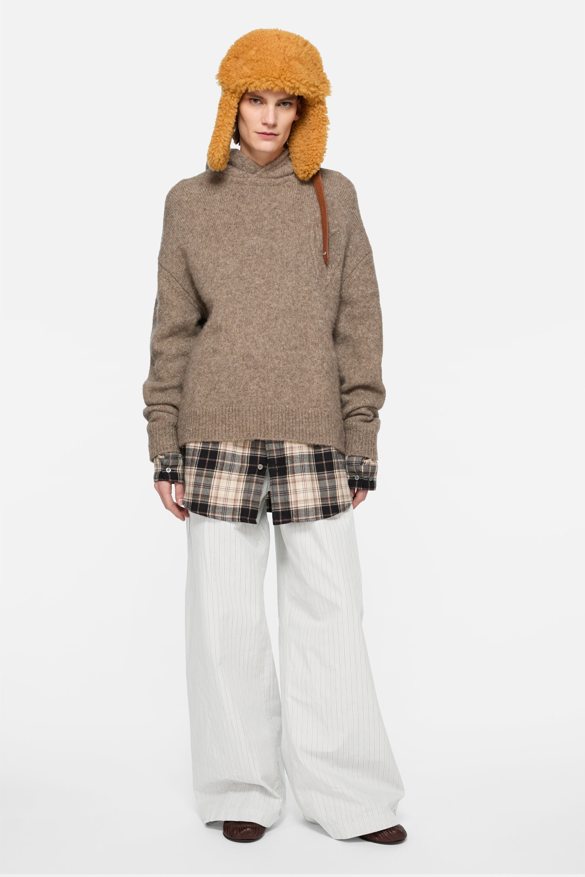 Striped cotton trousers - Multi brown - 2