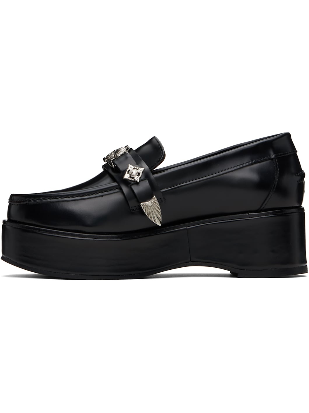 Black Polido Platform Loafers - 3