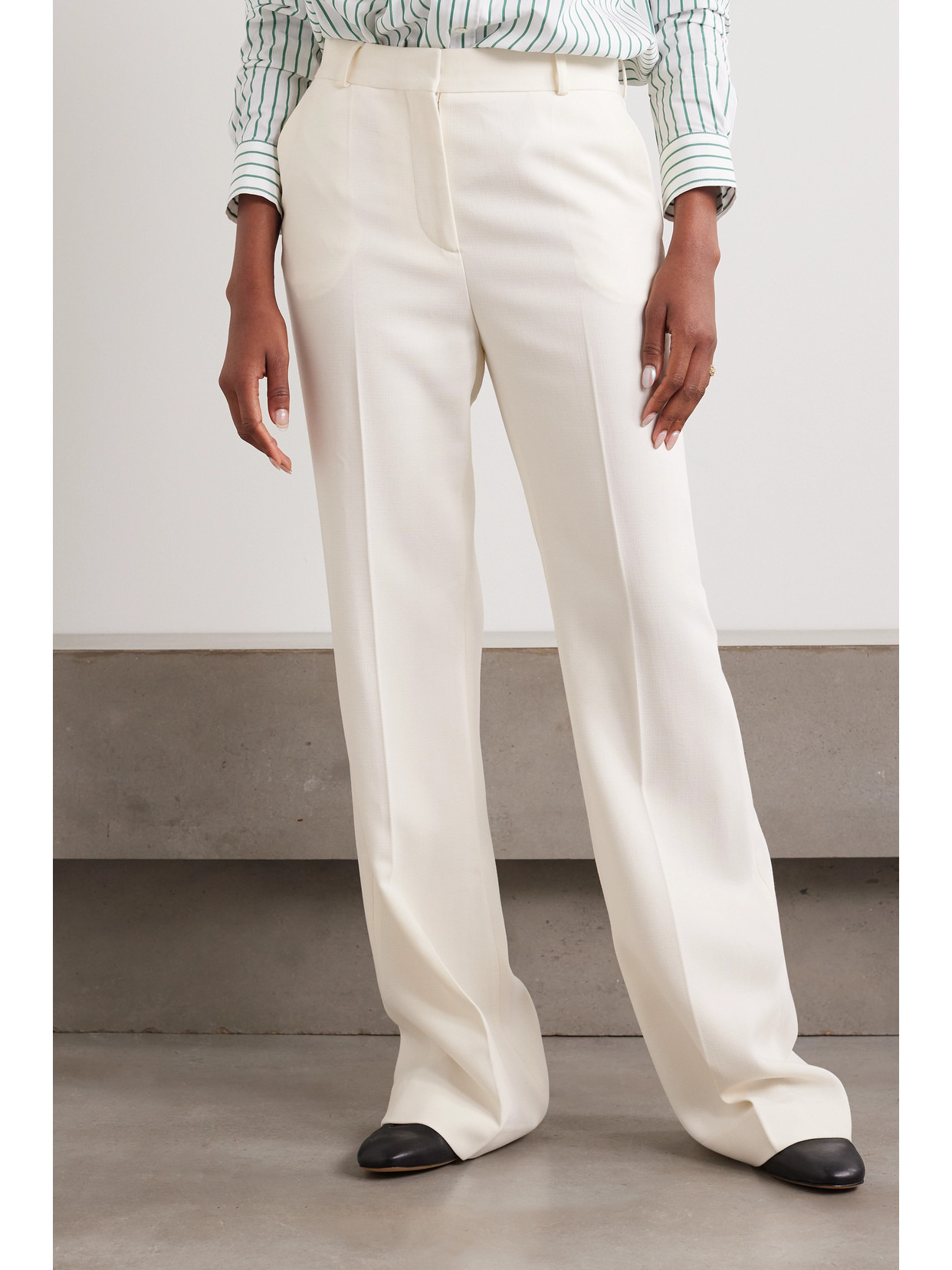 Flared Crepe Pants - 4
