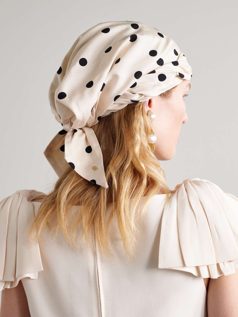 Polka-dot silk head scarf White 5
