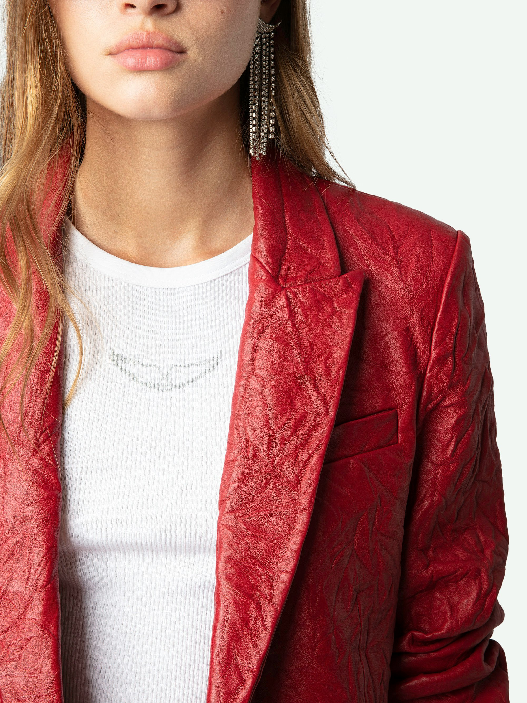 Visko Crinkled Leather Blazer - 5