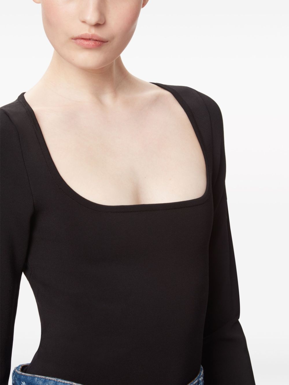 square-neck jersey top - 5