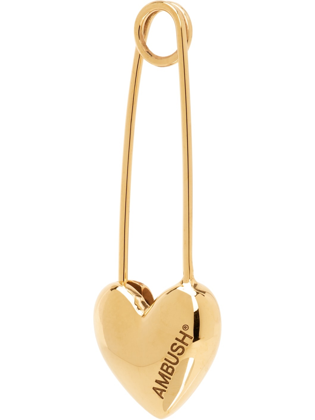 Gold Heart Safety Pin Single Earring - 2