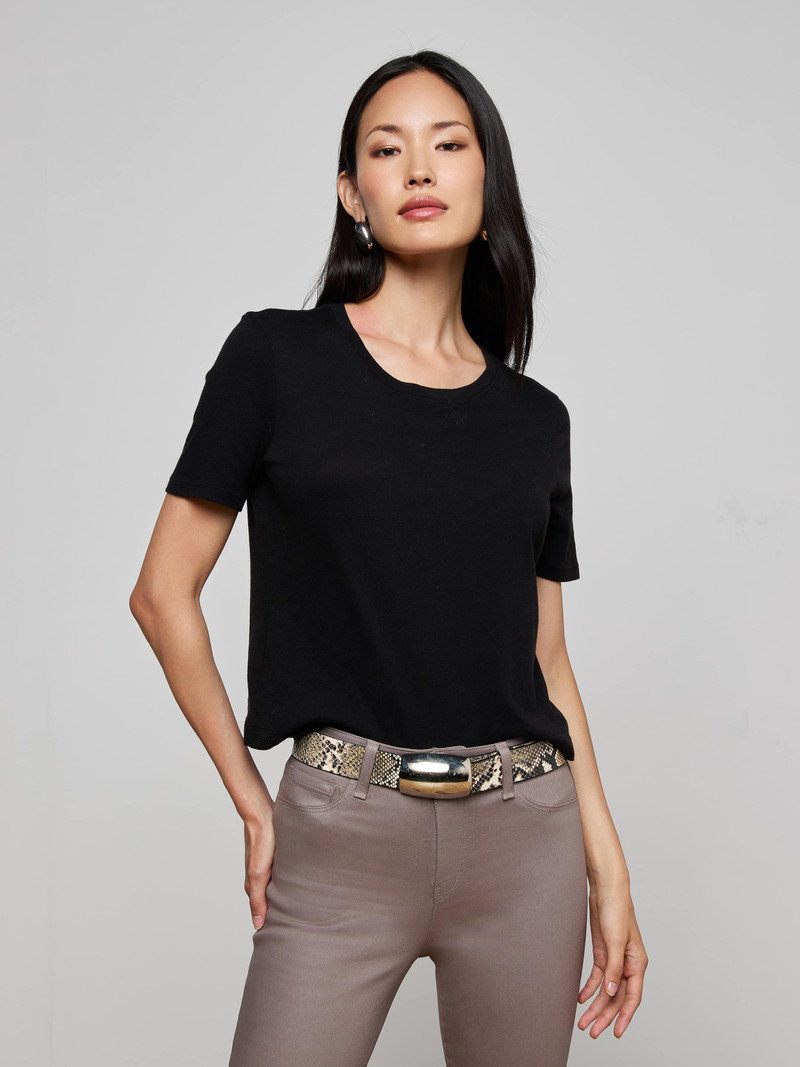 L'AGENCE Stormy Cropped Cotton Tee outlook