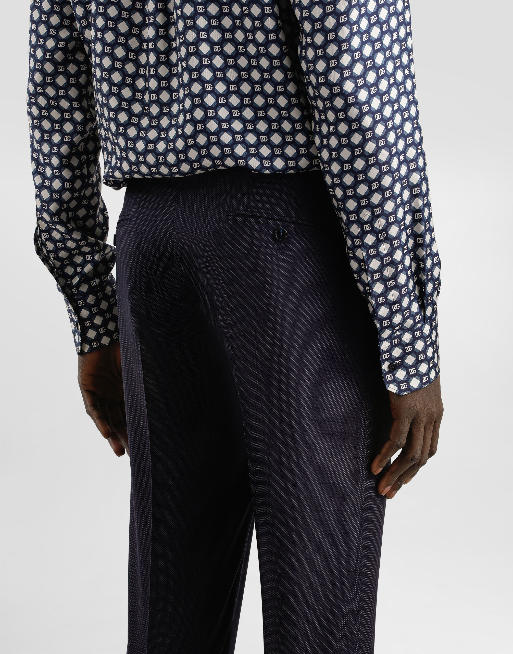 Single-breasted micro-patterned wool suit - 10