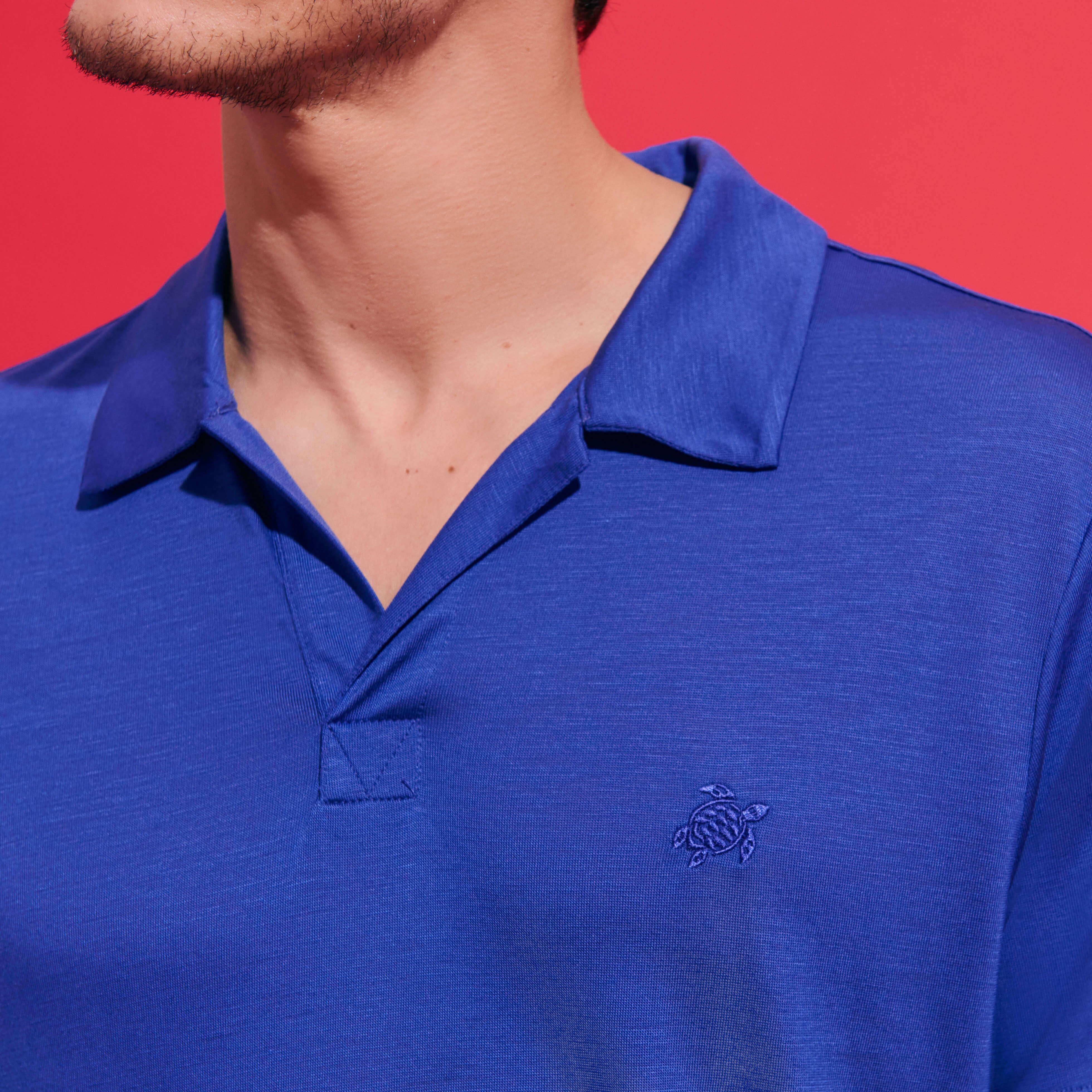 Men Tencel Polo Shirt Solid - 5