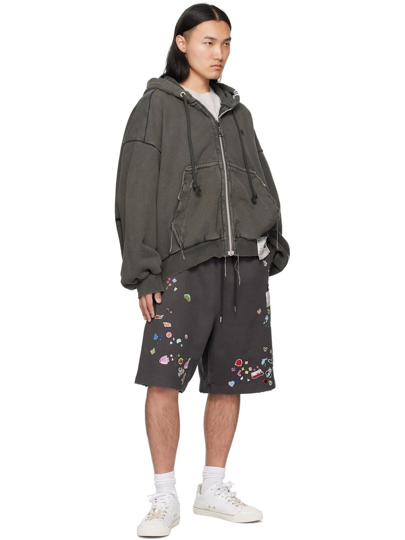 Maison MIHARAYASUHIRO Black Sticker Shorts outlook