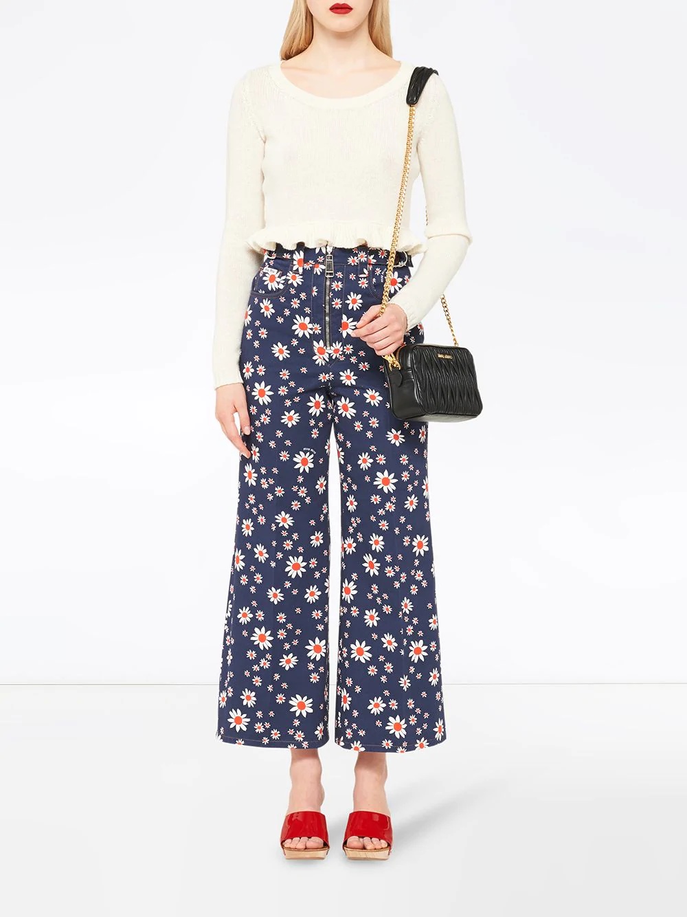 floral print flared trousers - 2