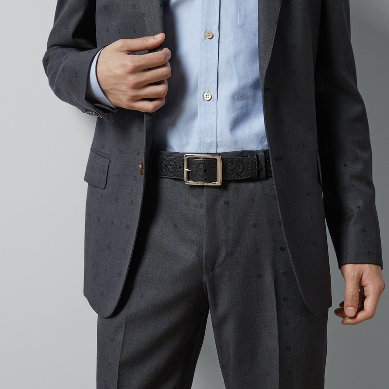 GUCCI GG rubber-effect leather belt outlook