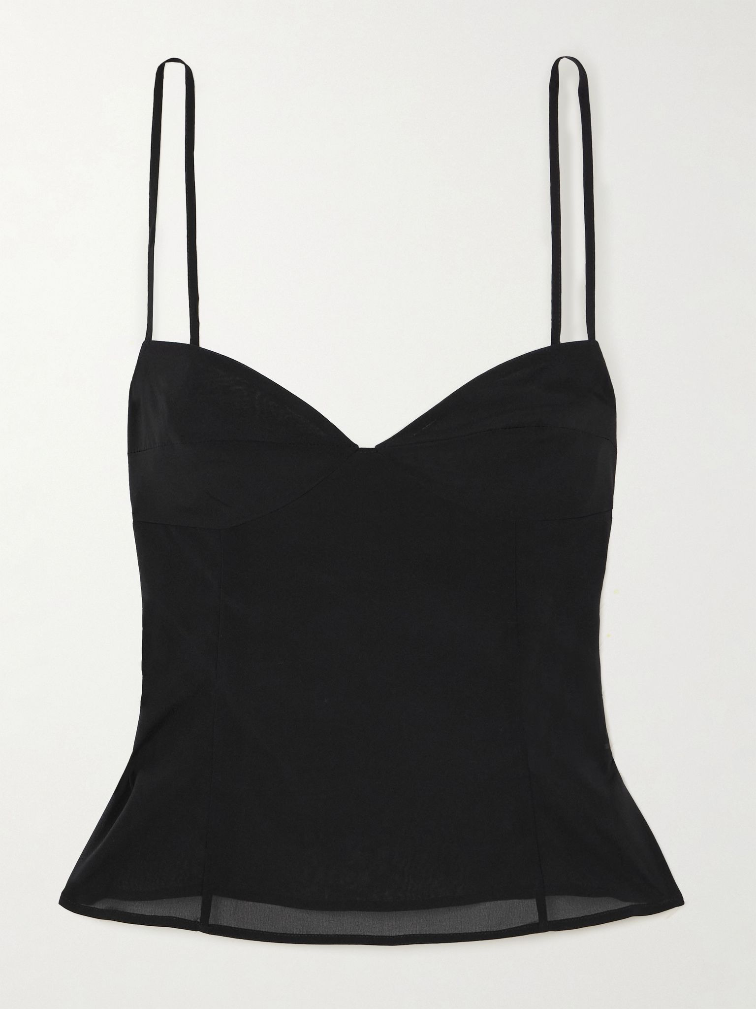Stretch-silk voile camisole Black - 1