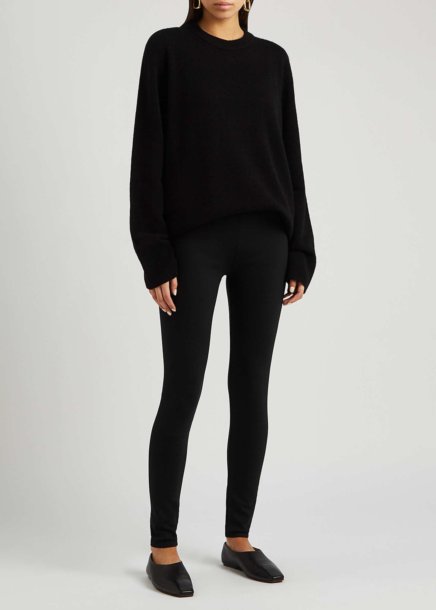 The Row Woolworth black stretch-jersey leggings The Row Woolworth black stretch-jersey leggings