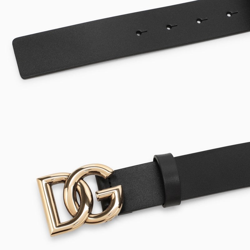 Dolce&Gabbana Black Belt With Rutenium Dg Plaque Men - 3