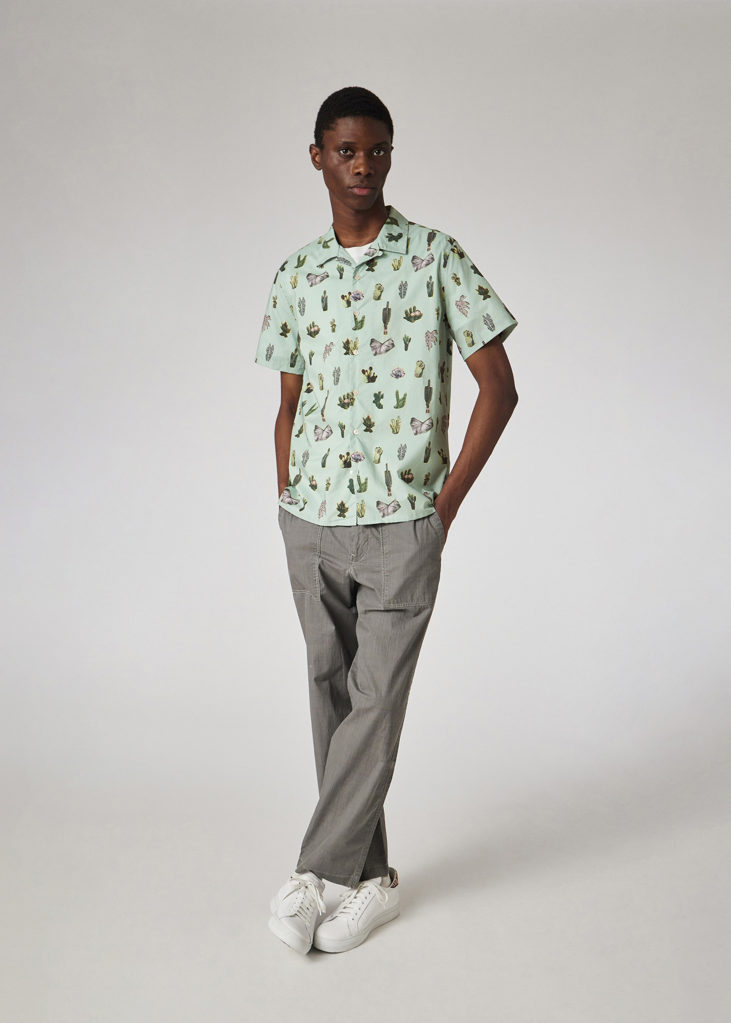 Pale Green Short Sleeve Prickly Pear Shirt - 4