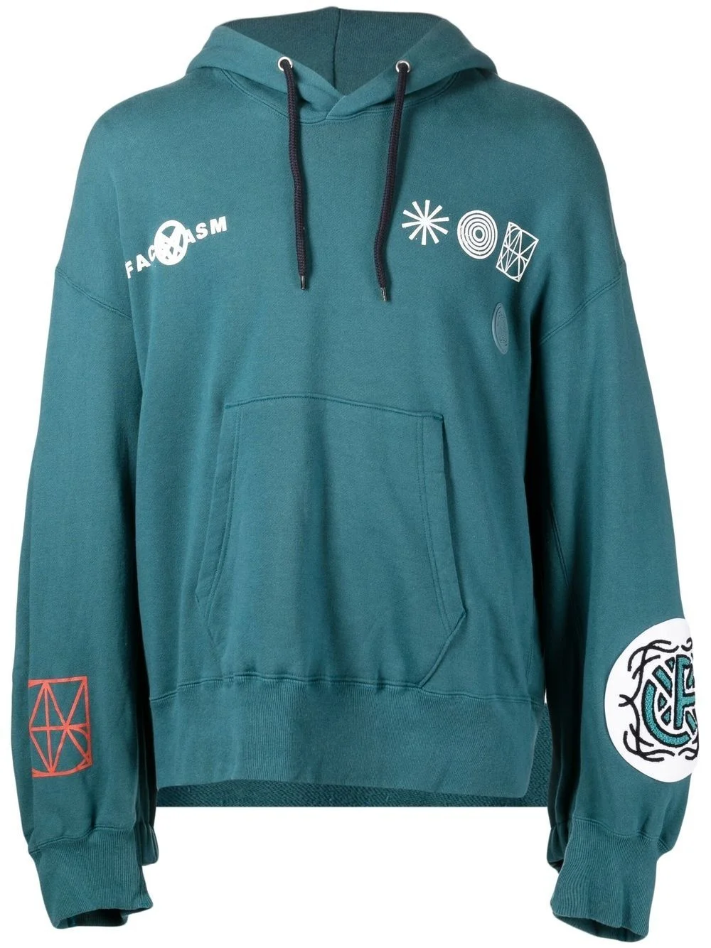 embroidered drawstring-fastening hoodie - 1