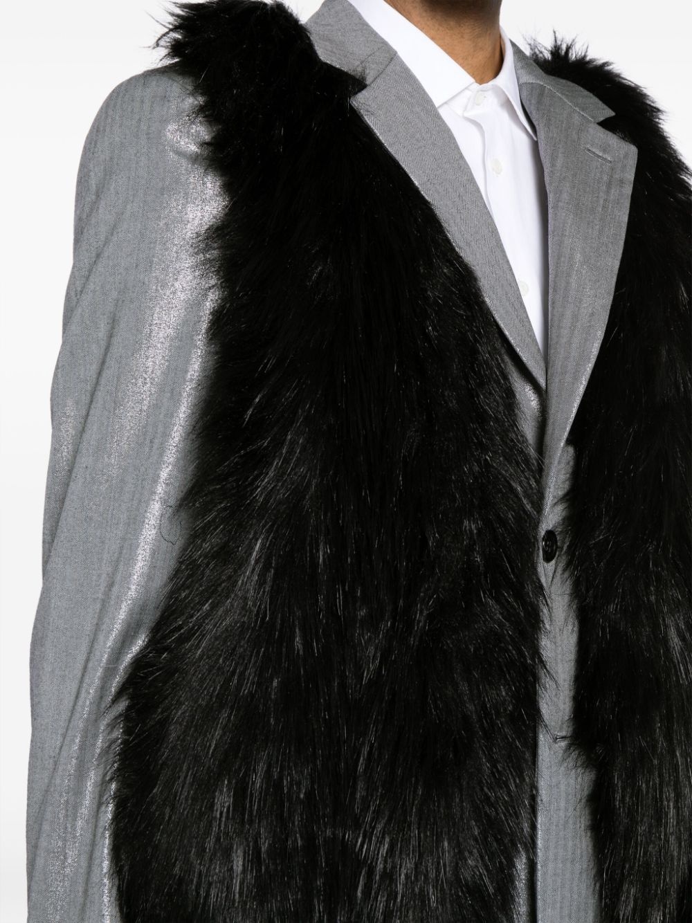 faux-fur wool blazer - 5