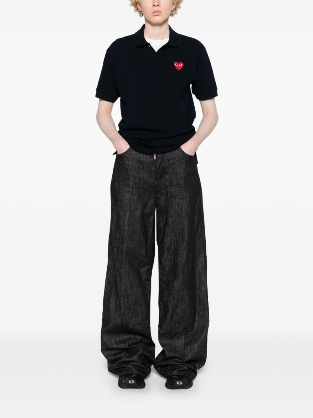 heart-patch cotton polo shirt - 3
