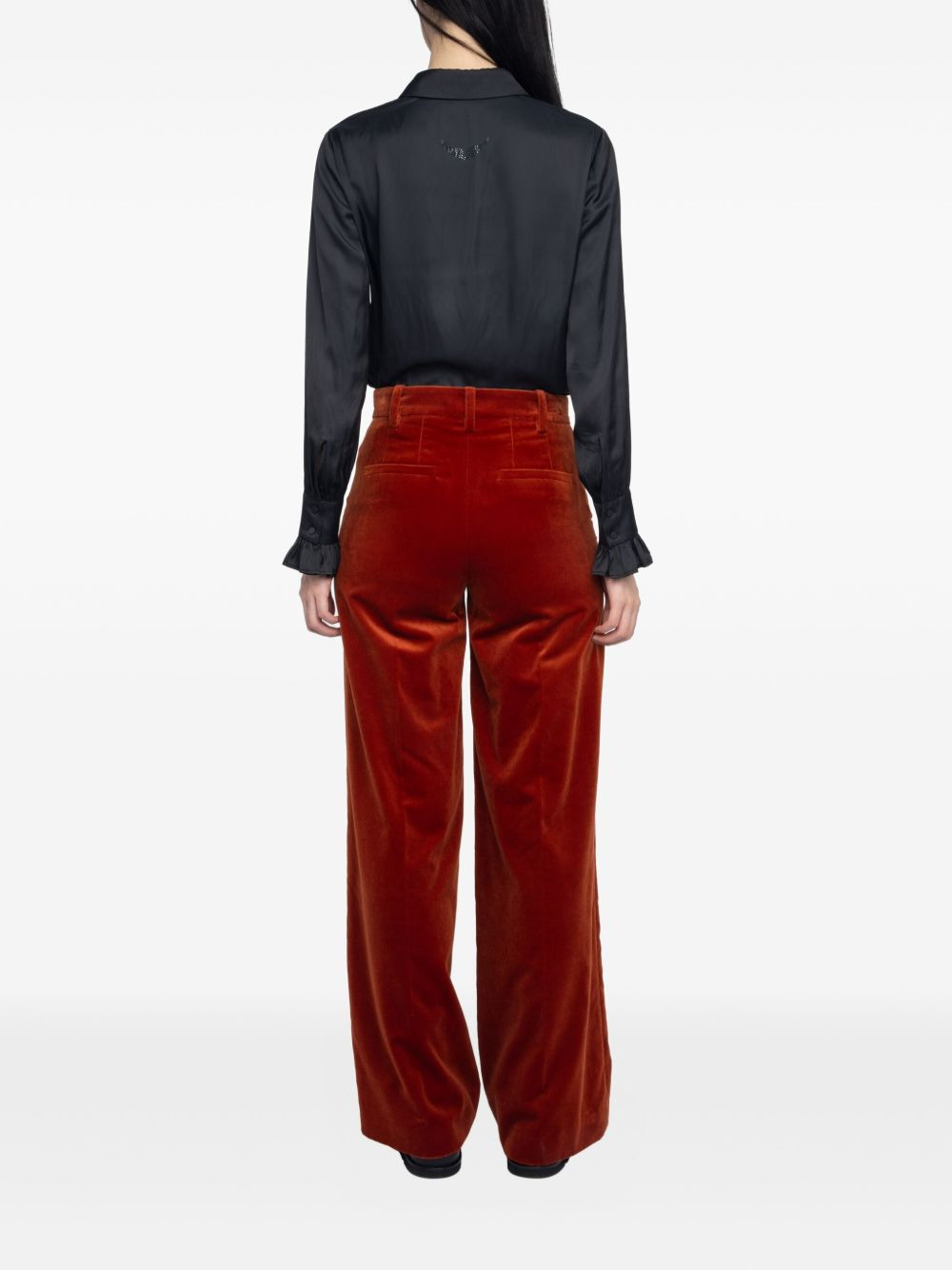wide-leg velvet trousers - 3