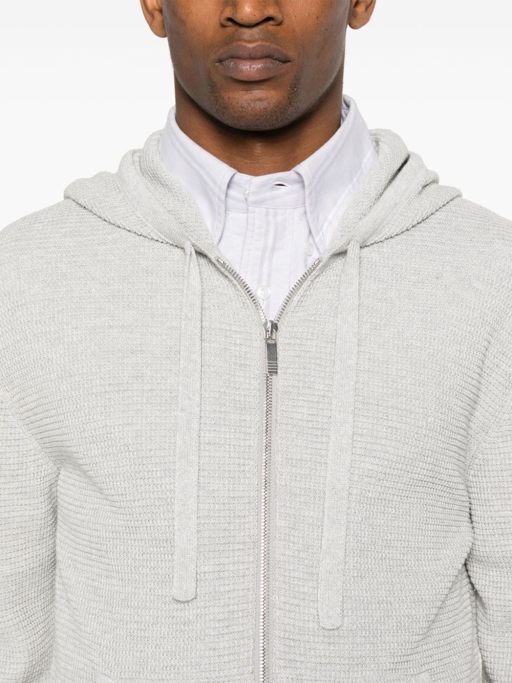 waffle-knit zip-up hoodie - 5