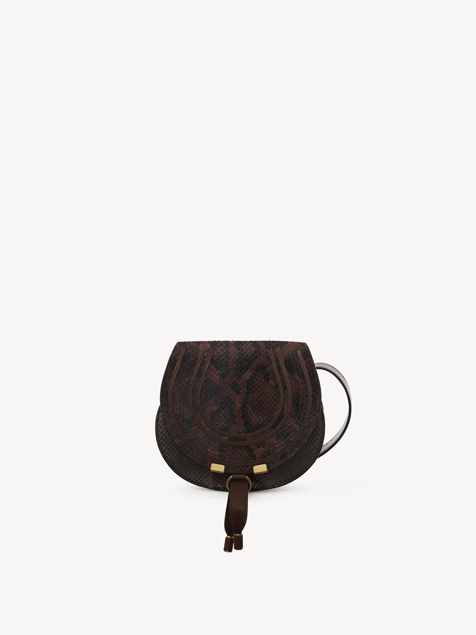 SMALL MARCIE SADDLE BAG IN PYTHON-EFFECT LEATHER - 1