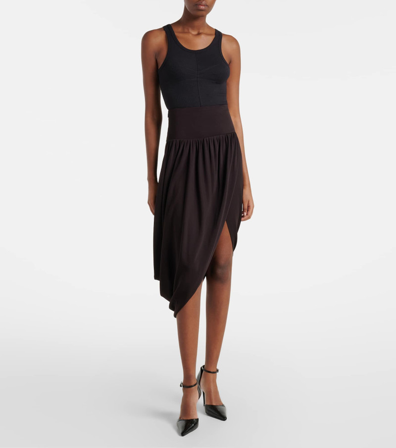 Alaïa Twisted asymmetric jersey midi skirt outlook
