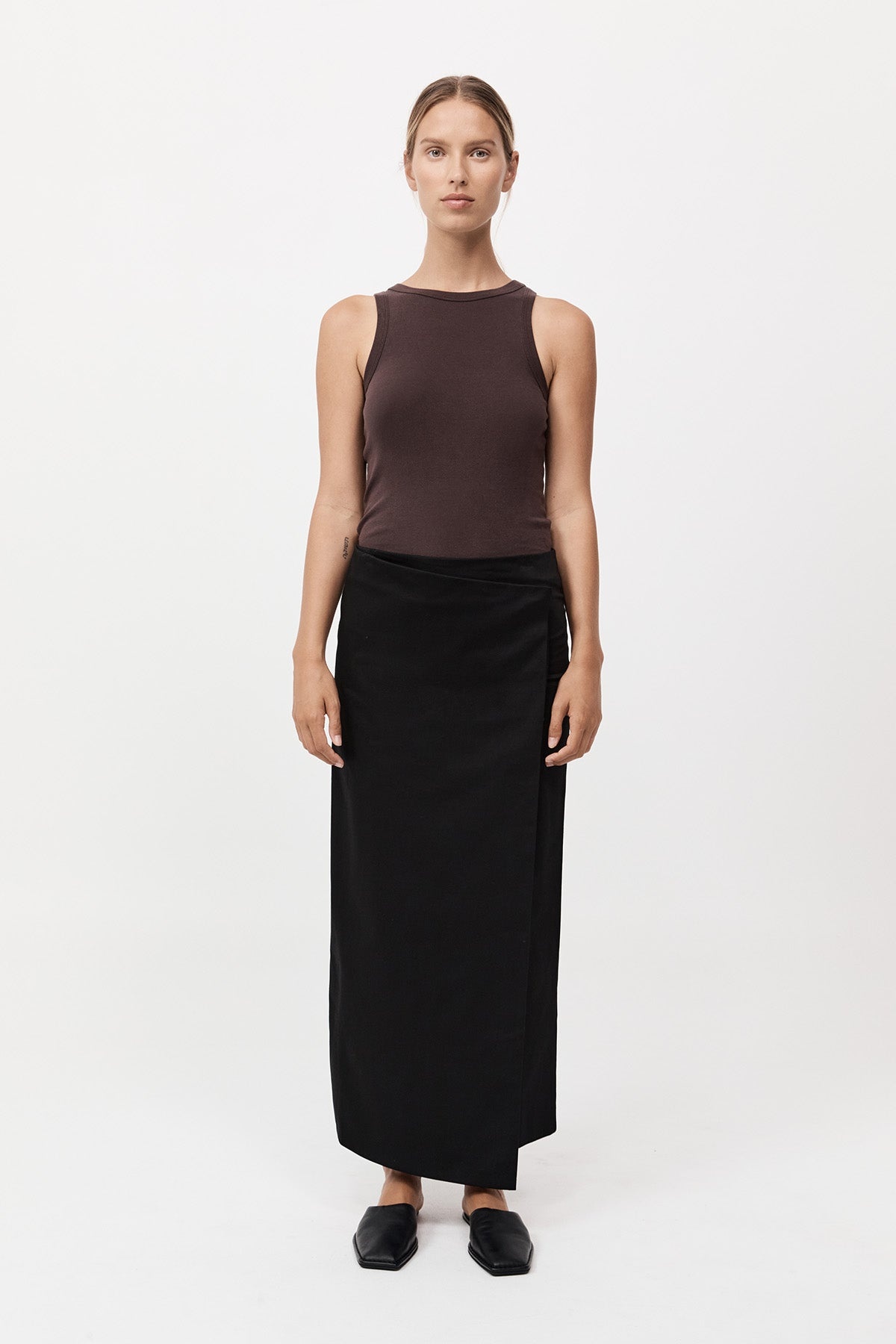 Column Wrap Skirt - Black - 2