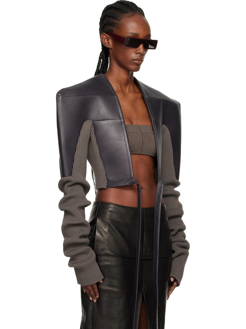 Black & Gray Concordians Tight Leather Jacket 2