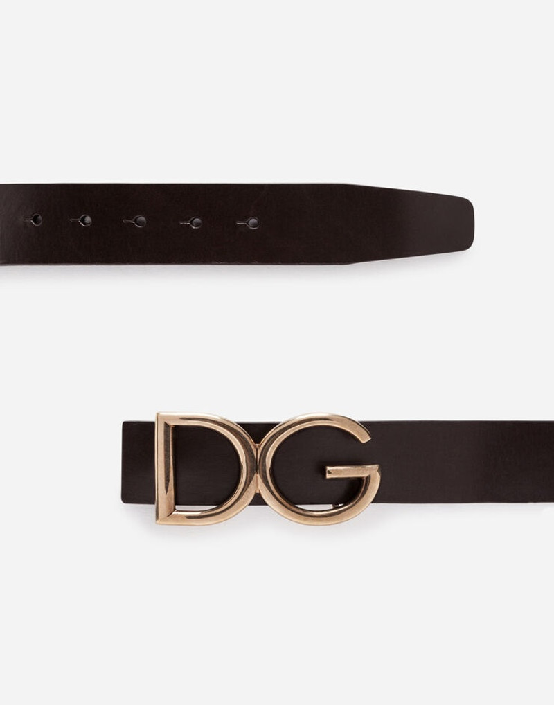 Belt in leather with logoed plate 1