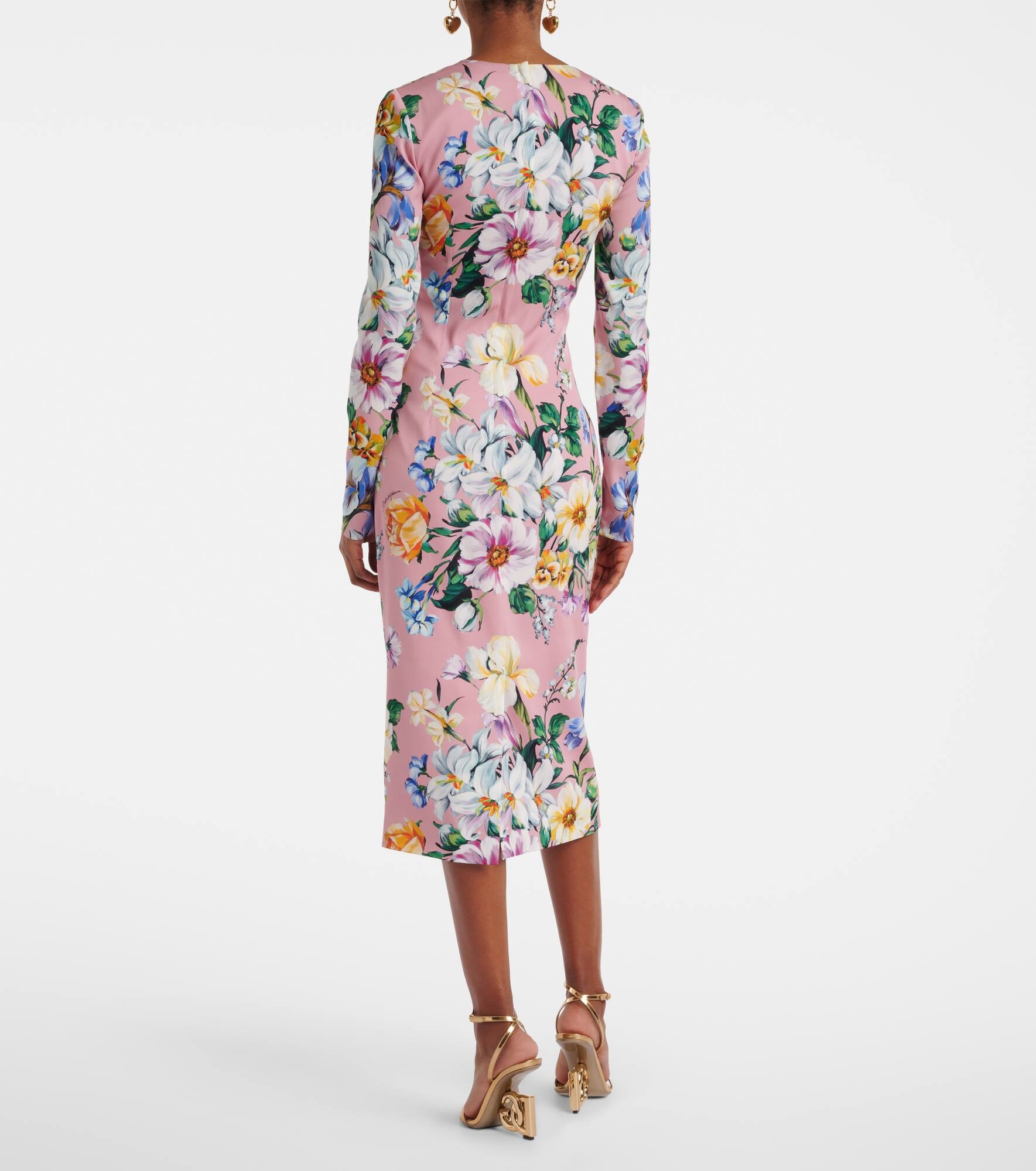 Floral silk-blend midi dress - 3