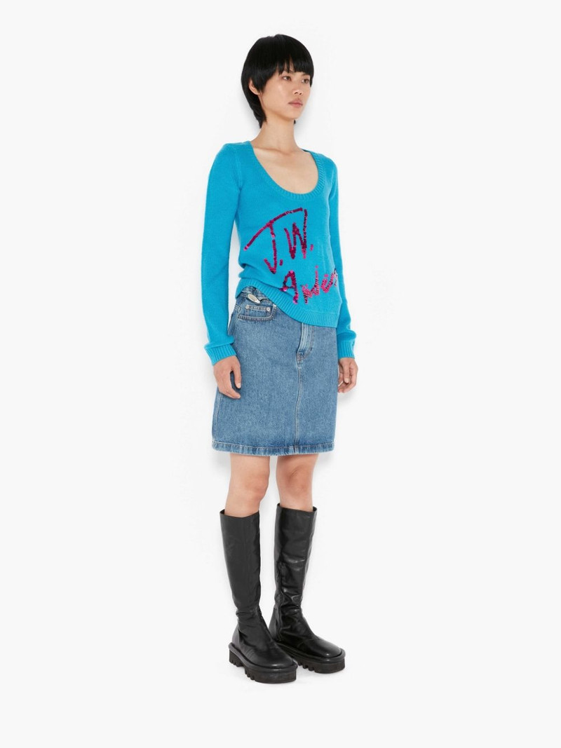 SCOOP NECK SEQUINS LOGO JUMPER 3