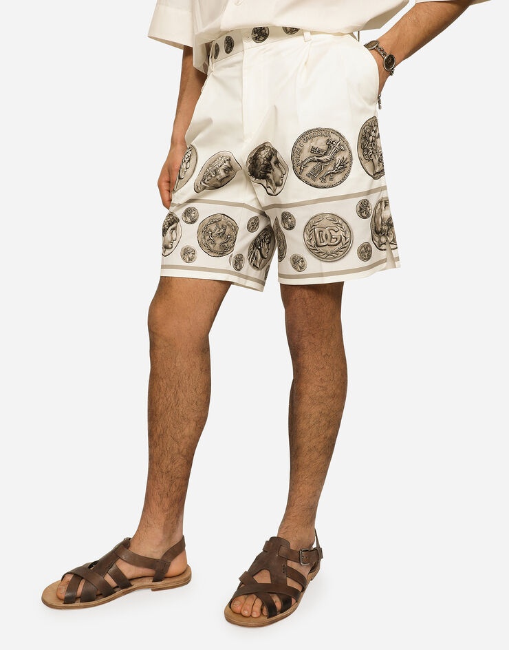 Coin print stretch drill Bermuda shorts - 4