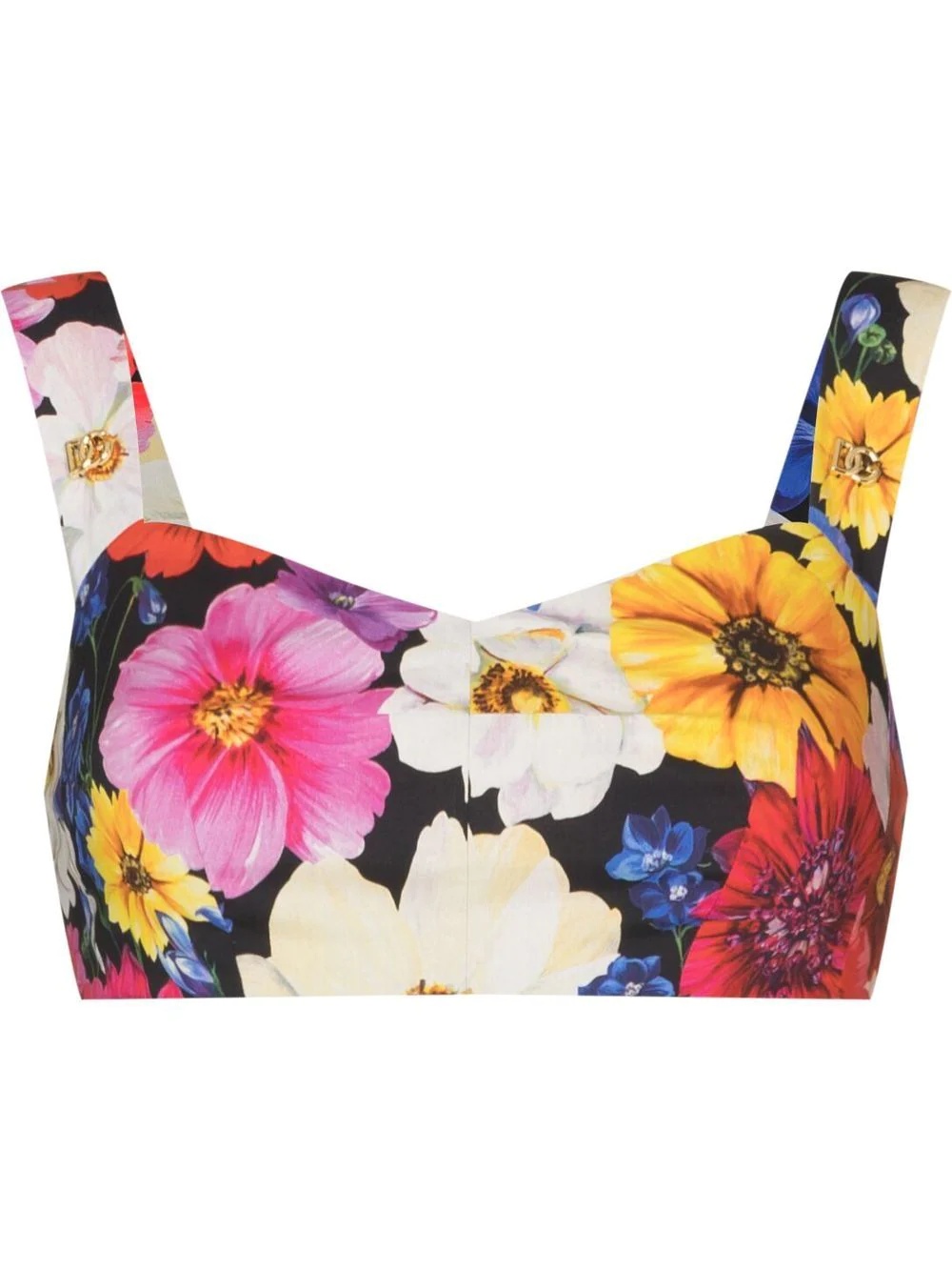 floral-print cropped top - 1