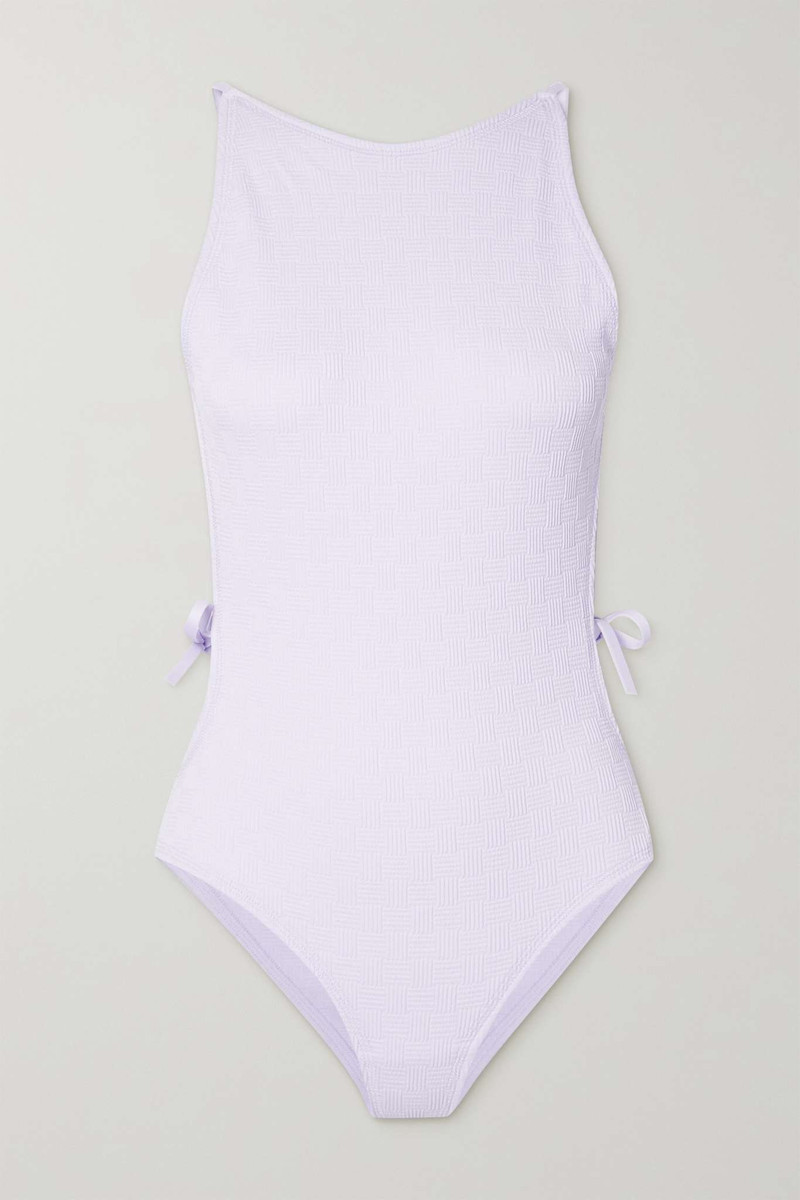 Open-back seersucker swimsuit - 1