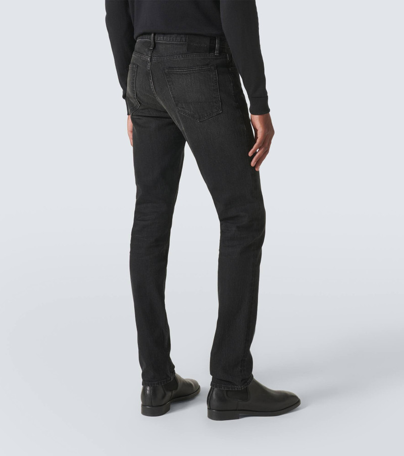 Leather-trimmed slim jeans 4