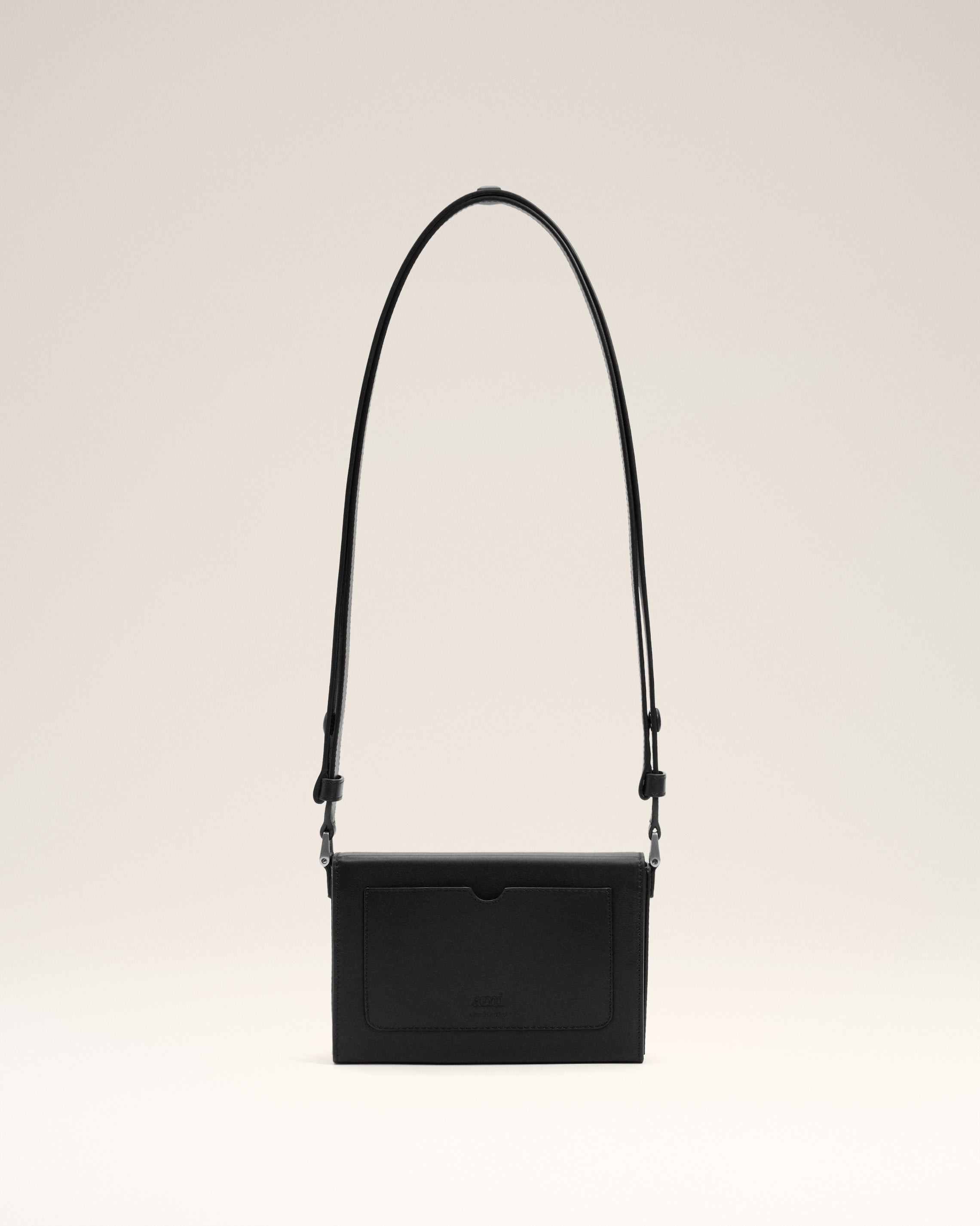 BLACK SMOOTH LEATHER AMI DE COEUR LUNCH BOX BAG - 4