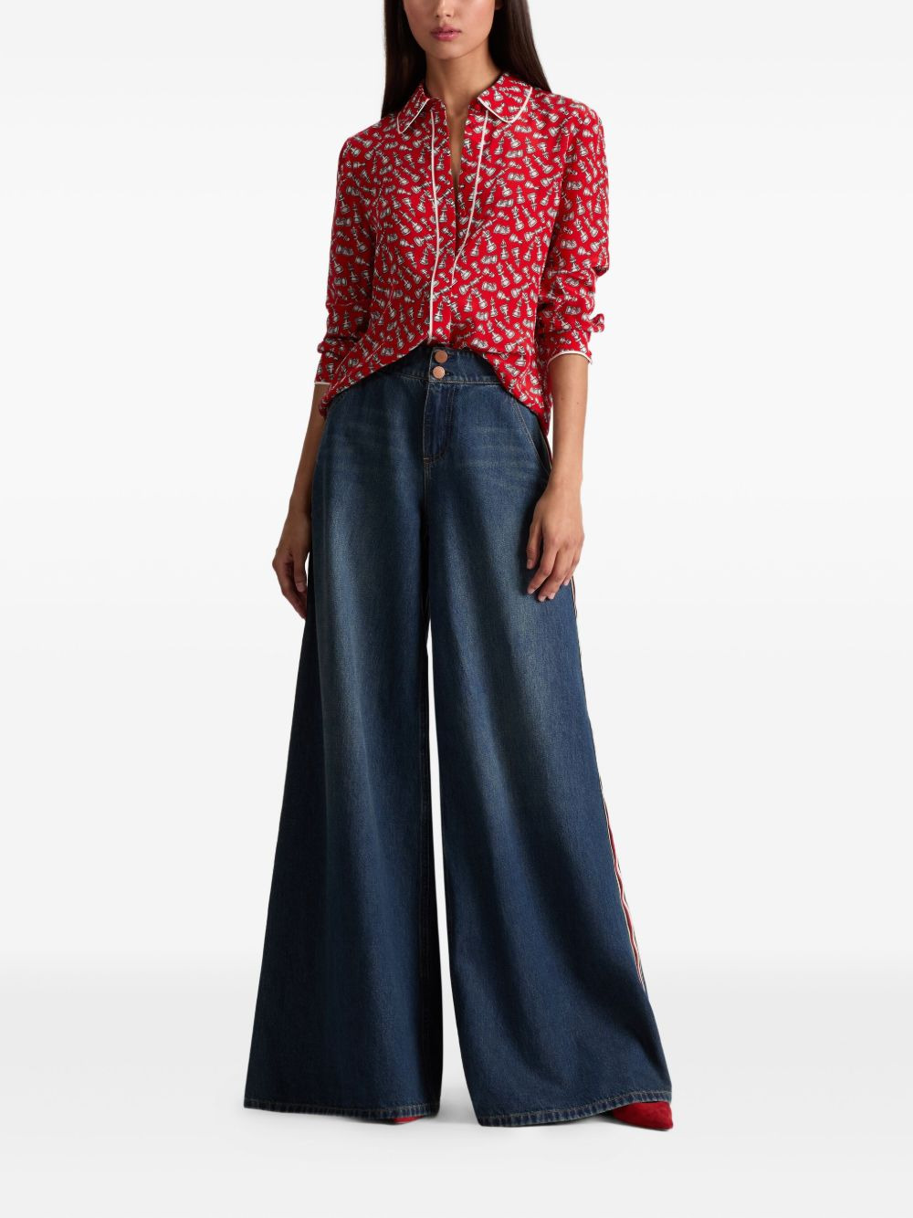 Willa chess-print piped shirt - 2